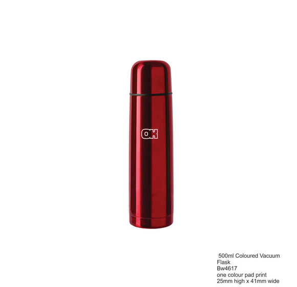 500ML COLOURED VACUUM FLASK -RED