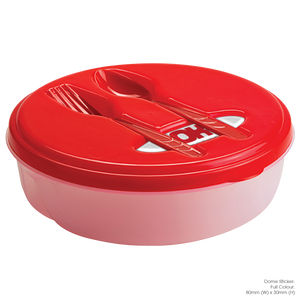 FOOD CONTAINER WITH FORK AND SPOON